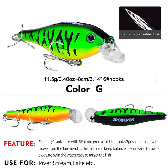 Cross-border supply of rock bait 8cm/11.5G plastic bionic bait Lures Crank Bait Kit Fishing Tackle Lureswholesale