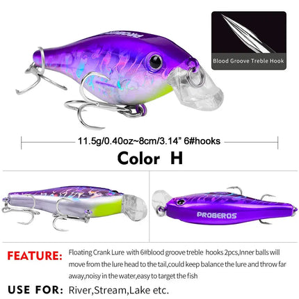 Cross-border supply of rock bait 8cm/11.5G plastic bionic bait Lures Crank Bait Kit Fishing Tackle Lureswholesale