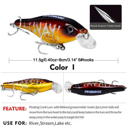 Cross-border supply of rock bait 8cm/11.5G plastic bionic bait Lures Crank Bait Kit Fishing Tackle Lureswholesale