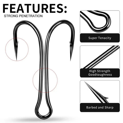 Duple Hooks High Carbon Steel Long Shaft Hook for Artificial Baits Wobblers Soft Lure Fishing Tackle 50pcs/bag Lureswholesale