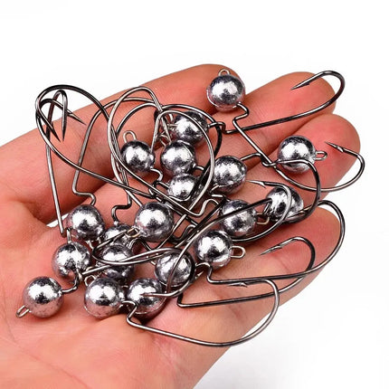 Exposed Lead Fishing Jig Hooks Round Head Jigging Hook Jig Soft Baits Fish Hook Fishing Tackle 5pcs/bag Lureswholesale