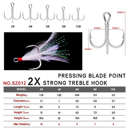 Feather Treble Fishing Hook High Carbon Fishhook Triple Hook Round Folded Saltwater Fishing Tackle Accessories Lureswholesale