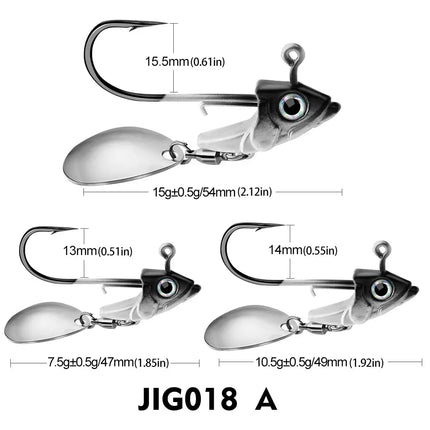 Fish Jig Head Fishing Hook with Spoons 30g 35g 45g Offset Sinker Worm Hook for Soft Bass Carp Fishing Tackle Lureswholesale