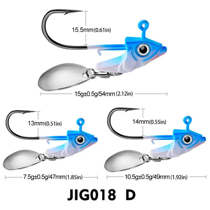 Fish Jig Head Fishing Hook with Spoons 30g 35g 45g Offset Sinker Worm Hook for Soft Bass Carp Fishing Tackle Lureswholesale