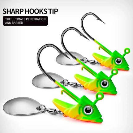 Fish Jig Head Fishing Hook with Spoons 30g 35g 45g Offset Sinker Worm Hook for Soft Bass Carp Fishing Tackle Lureswholesale