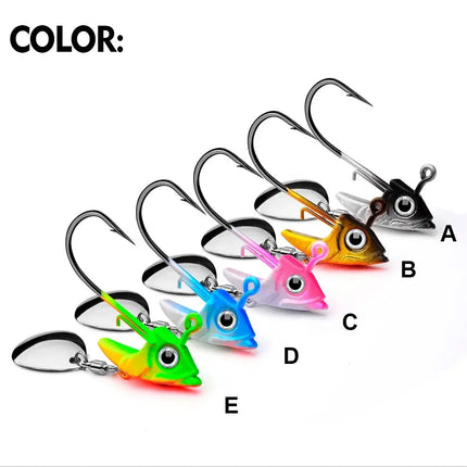 Fish Jig Head Fishing Hook with Spoons 30g 35g 45g Offset Sinker Worm Hook for Soft Bass Carp Fishing Tackle Lureswholesale