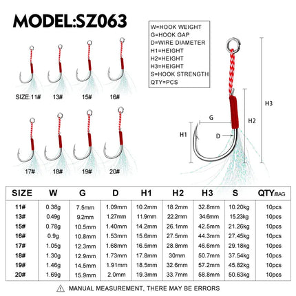 Fishing Hook Slow Jigging Cast Jigs Assist Hook Barbed Single Jig Hooks Thread Feather Pesca High Carbon Steel Fishhook Lureswholesale