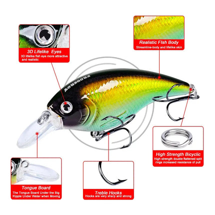 Fishing Lure Crank Wobblers Minnow Artificial Bass Bait 9cm 16.5g Square Bill Crankbait Hard Lures Lureswholesale