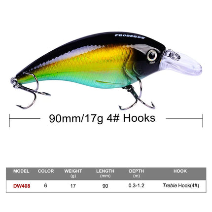 Fishing Lure Crank Wobblers Minnow Artificial Bass Bait 9cm 16.5g Square Bill Crankbait Hard Lures Lureswholesale