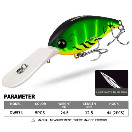 Fishing Lure Crankbait for Bass Lure 12.5cm 24.5g Hard Baits Topwater Crank Bait Kit Fishing Tackle Lureswholesale