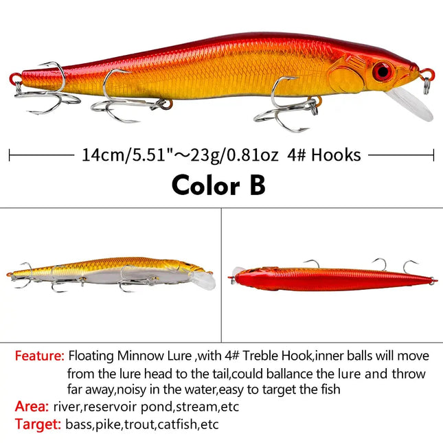 Fishing Lure Wholesale 14cm 23g Floating Minnow Lure Hard Bait Beach Pesca Bass Fishing Jerkbait Lureswholesale