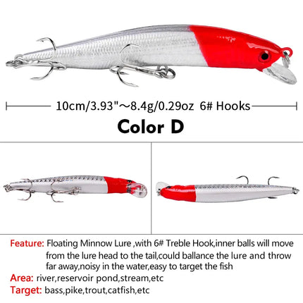 Fishing Lures Wholesale 10cm 8.4g Plastic Hard Bass Bait Minnow Lure Artificial Wobblers Lureswholesale