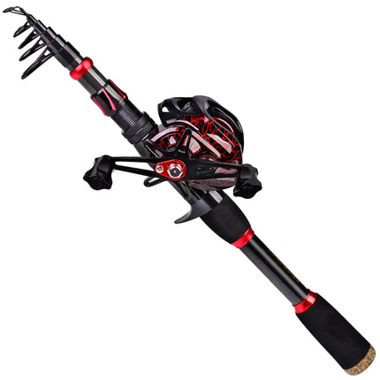 Fishing Rod and Reel Combo Carbon Fiber Telescopic Pole with Spinning Baitcasting Reel Kits Bass Fishing Tackle Set Lureswholesale