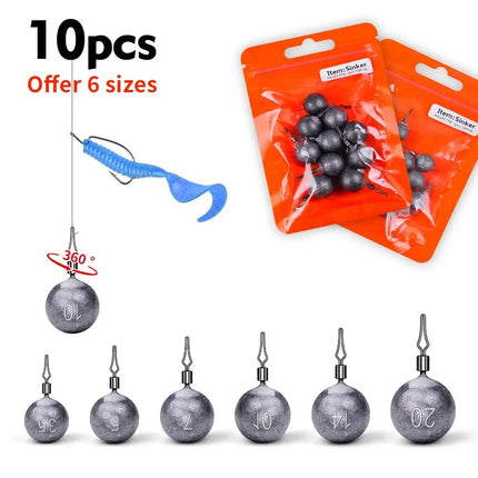 Fishing Weights Drop Shot Weights Kit Bass Casting Fishing Sinkers Saltwater Egg Sinker Shaped Cannonball Sinker Lureswholesale