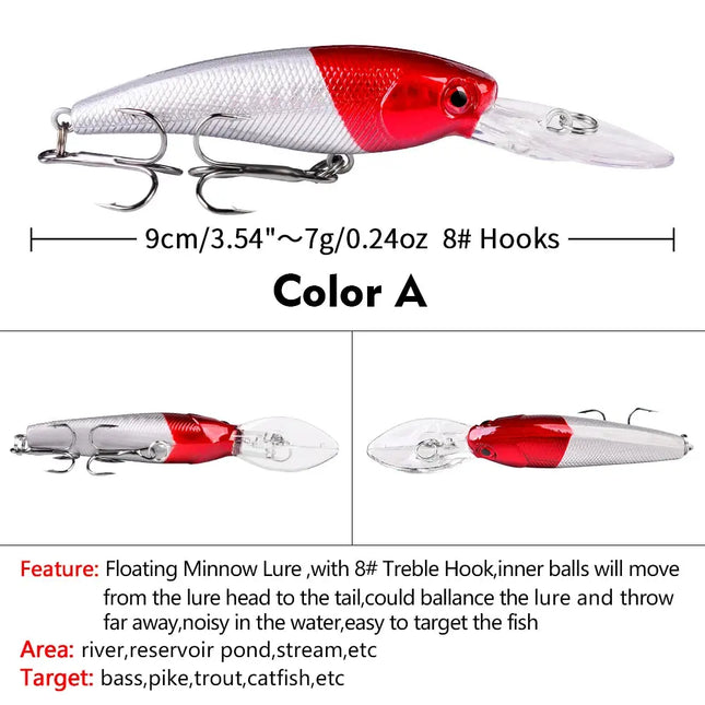 Floating Bass Fishing Lure 9cm 7g Artificial Plastic Hard Bait Crankbait with Treble Hook Wobbers Wholesale Lureswholesale