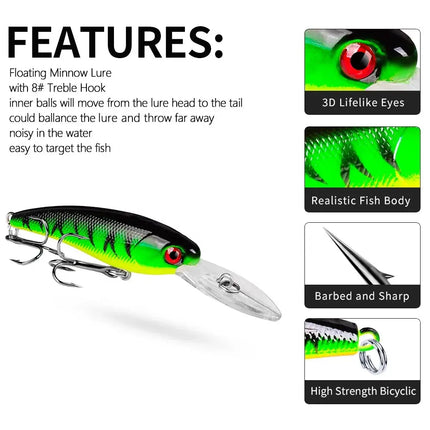 Floating Bass Fishing Lure 9cm 7g Artificial Plastic Hard Bait Crankbait with Treble Hook Wobbers Wholesale Lureswholesale