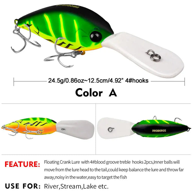 Floating Crankbait for Bass Lure 12.5cm 24.5g Hard Baits Topwater Fishing Lures Crankbait Kit Fishing Tackle Lureswholesale