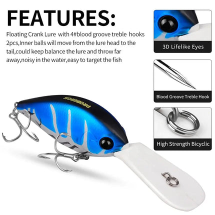 Floating Crankbait for Bass Lure 12.5cm 24.5g Hard Baits Topwater Fishing Lures Crankbait Kit Fishing Tackle Lureswholesale