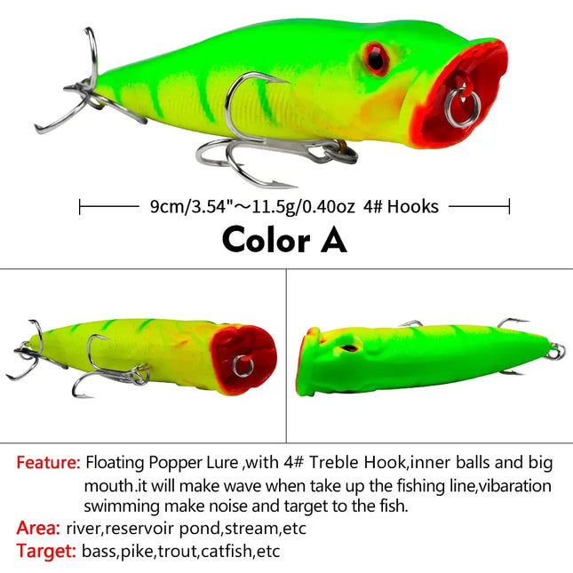 Floating Fishing Lures 9cm 11.5g Saltwater Trolling Fishing Plug Hard Lure Topwater Popper Fishing Tackle Lureswholesale