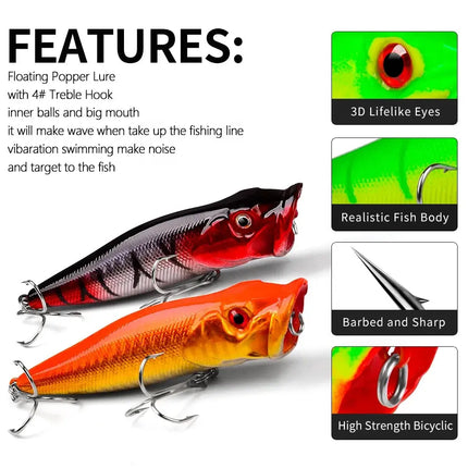 Floating Fishing Lures 9cm 11.5g Saltwater Trolling Fishing Plug Hard Lure Topwater Popper Fishing Tackle Lureswholesale