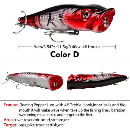 Floating Fishing Lures 9cm 11.5g Saltwater Trolling Fishing Plug Hard Lure Topwater Popper Fishing Tackle Lureswholesale