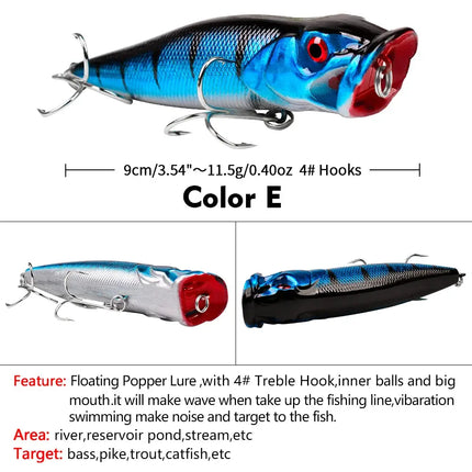 Floating Fishing Lures 9cm 11.5g Saltwater Trolling Fishing Plug Hard Lure Topwater Popper Fishing Tackle Lureswholesale