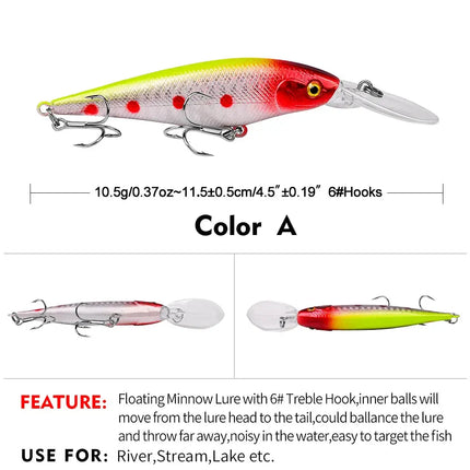 Floating Hard Minnow Lures 11.5cm 10.5g Swimbait Pike Hard Bait for Bass Fishing Lure Isca Pesca Artificial Bait Lureswholesale