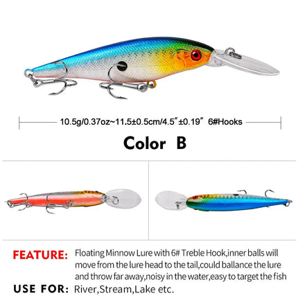 Floating Hard Minnow Lures 11.5cm 10.5g Swimbait Pike Hard Bait for Bass Fishing Lure Isca Pesca Artificial Bait Lureswholesale