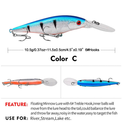 Floating Hard Minnow Lures 11.5cm 10.5g Swimbait Pike Hard Bait for Bass Fishing Lure Isca Pesca Artificial Bait Lureswholesale