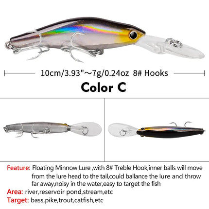 Floating Luya bait Mino Bright Laser plastic bait Hard bait 7g/10cm 8# hook fishing supplies Fishing gear wholesale Lureswholesale