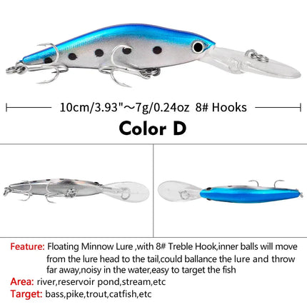 Floating Luya bait Mino Bright Laser plastic bait Hard bait 7g/10cm 8# hook fishing supplies Fishing gear wholesale Lureswholesale