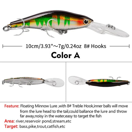 Floating Luya bait Mino Bright Laser plastic bait Hard bait 7g/10cm 8# hook fishing supplies Fishing gear wholesale Lureswholesale