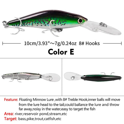 Floating Luya bait Mino Bright Laser plastic bait Hard bait 7g/10cm 8# hook fishing supplies Fishing gear wholesale Lureswholesale