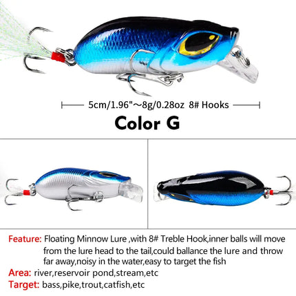 Floating Mini Minnow Fishing Lure 5cm 8g Artificial Bait Hard Plastic Fishing minnow Lures Lureswholesale