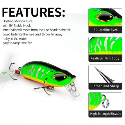 Floating Mini Minnow Fishing Lure 5cm 8g Artificial Bait Hard Plastic Fishing minnow Lures Lureswholesale