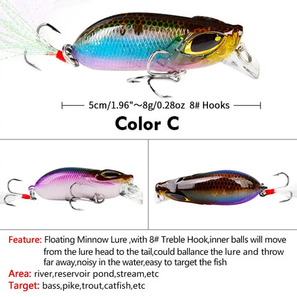 Floating Mini Minnow Fishing Lure 5cm 8g Artificial Bait Hard Plastic Fishing minnow Lures Lureswholesale