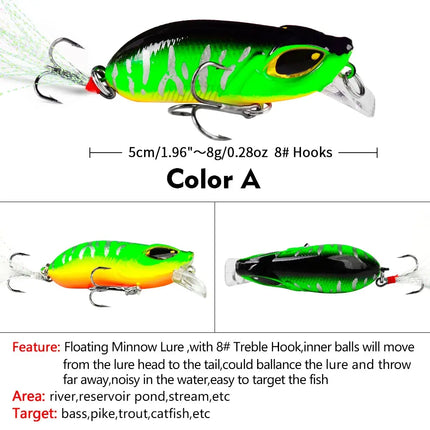 Floating Mini Minnow Fishing Lure 5cm 8g Artificial Bait Hard Plastic Fishing minnow Lures Lureswholesale