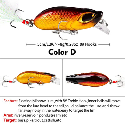 Floating Mini Minnow Fishing Lure 5cm 8g Artificial Bait Hard Plastic Fishing minnow Lures Lureswholesale