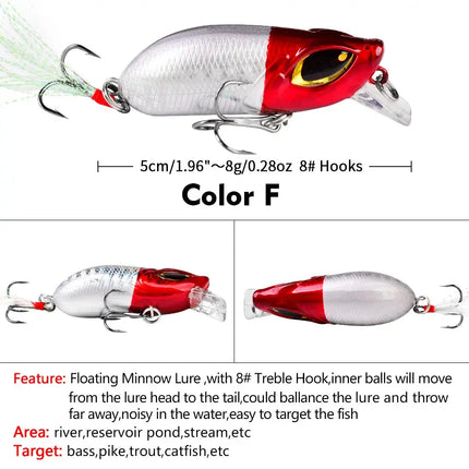 Floating Mini Minnow Fishing Lure 5cm 8g Artificial Bait Hard Plastic Fishing minnow Lures Lureswholesale