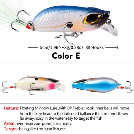 Floating Mini Minnow Fishing Lure 5cm 8g Artificial Bait Hard Plastic Fishing minnow Lures Lureswholesale