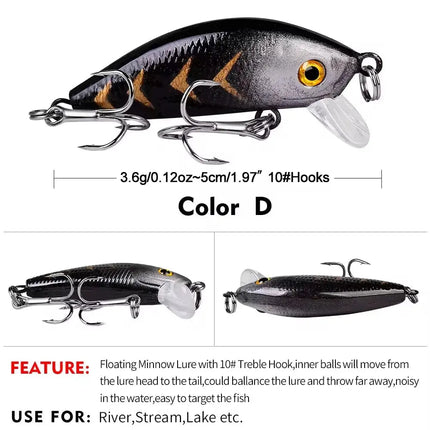 Floating Mini Minnow Fishing Lure Artificial Bait Hard Plastic Fishing minnow Lures Lureswholesale