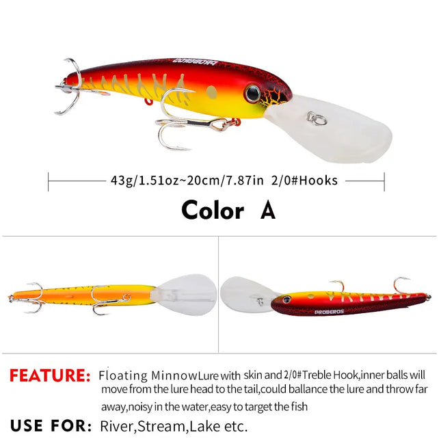 Floating Minnow Fishing Lure 20cm 43g Saltwater Swim Bait Wobbler Long Casting Hard Fishing Lure Wholesale Lureswholesale