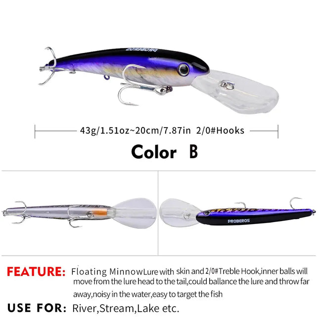 Floating Minnow Fishing Lure 20cm 43g Saltwater Swim Bait Wobbler Long Casting Hard Fishing Lure Wholesale Lureswholesale