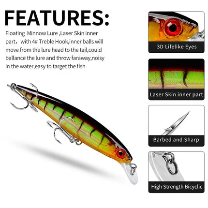 Floating Minnow Fishing Lure 3D Lifelike Eyes Hard Crankbait Casting Wobblers Swimbait Fishing Tackle Lureswholesale