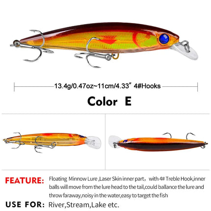 Floating Minnow Fishing Lure 3D Lifelike Eyes Hard Crankbait Casting Wobblers Swimbait Fishing Tackle Lureswholesale