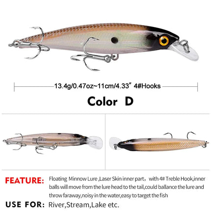 Floating Minnow Fishing Lure 3D Lifelike Eyes Hard Crankbait Casting Wobblers Swimbait Fishing Tackle Lureswholesale