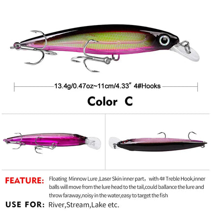 Floating Minnow Fishing Lure 3D Lifelike Eyes Hard Crankbait Casting Wobblers Swimbait Fishing Tackle Lureswholesale