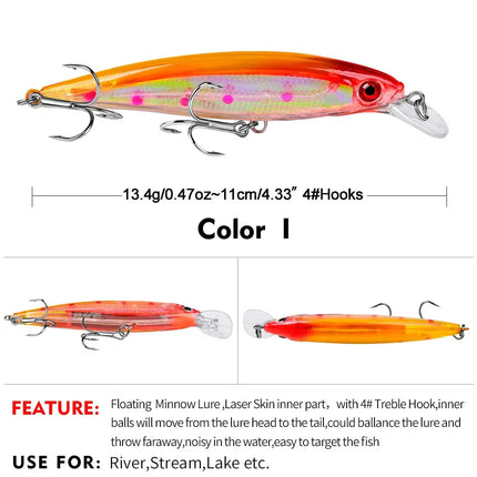 Floating Minnow Fishing Lure 3D Lifelike Eyes Hard Crankbait Casting Wobblers Swimbait Fishing Tackle Lureswholesale