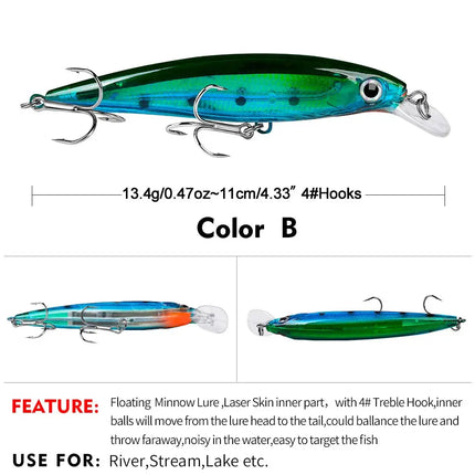 Floating Minnow Fishing Lure 3D Lifelike Eyes Hard Crankbait Casting Wobblers Swimbait Fishing Tackle Lureswholesale