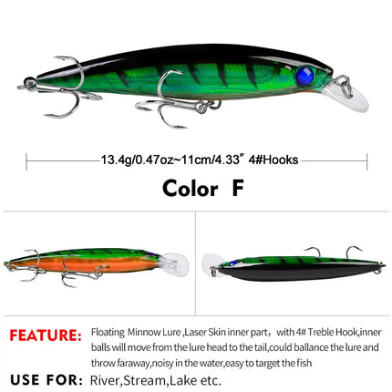 Floating Minnow Fishing Lure 3D Lifelike Eyes Hard Crankbait Casting Wobblers Swimbait Fishing Tackle Lureswholesale